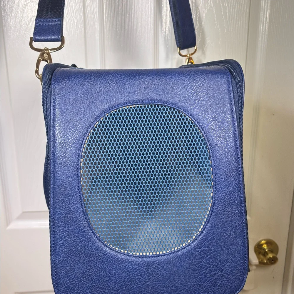 Faux Leather Blue Dog Carrier